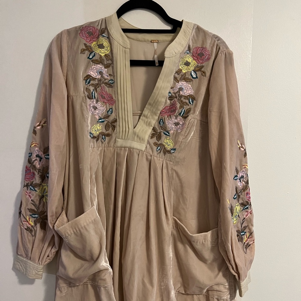 free people long sleeve velvet mini dress